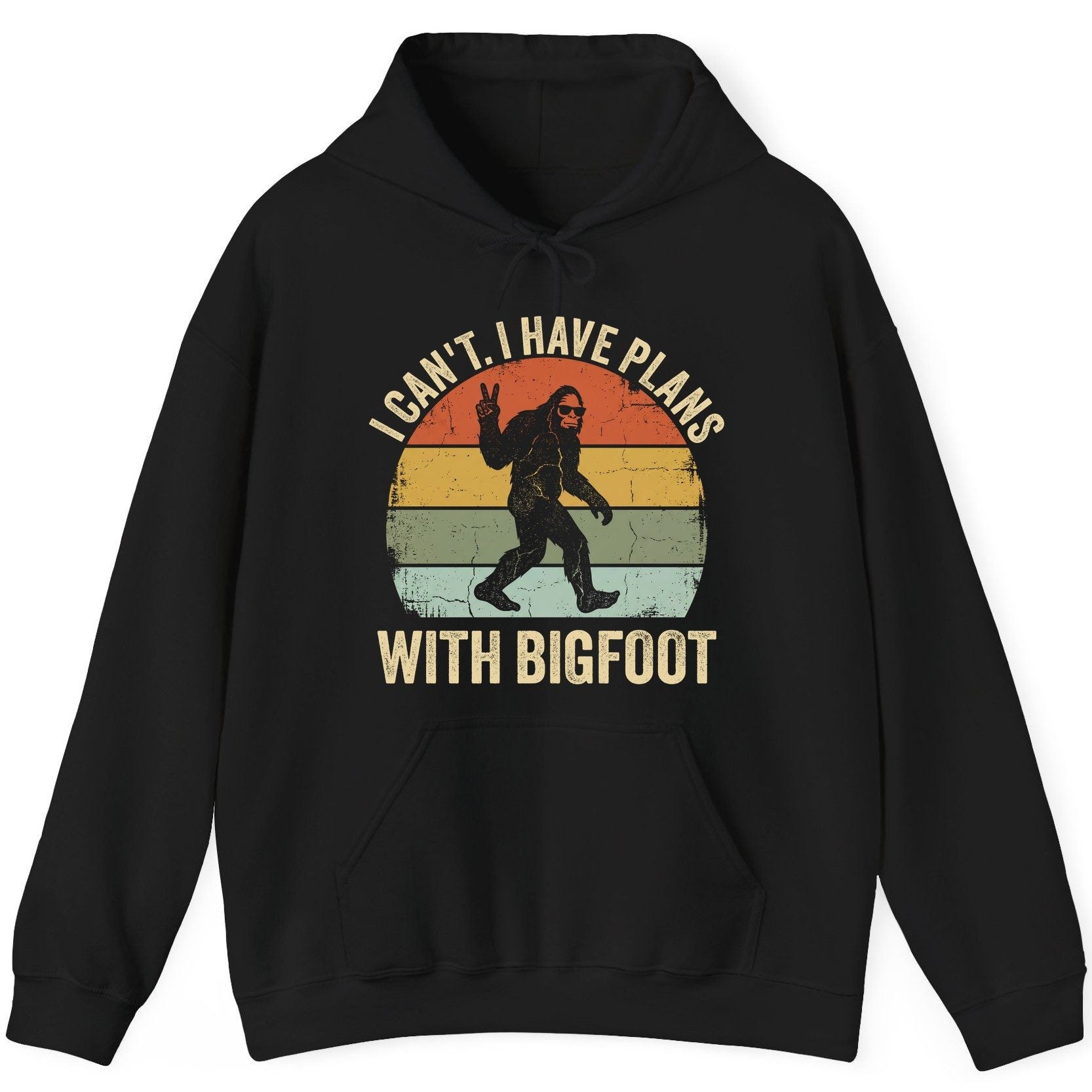 I Can't I Have Plans with Bigfoot bigfoot Hoodie Black product mockup