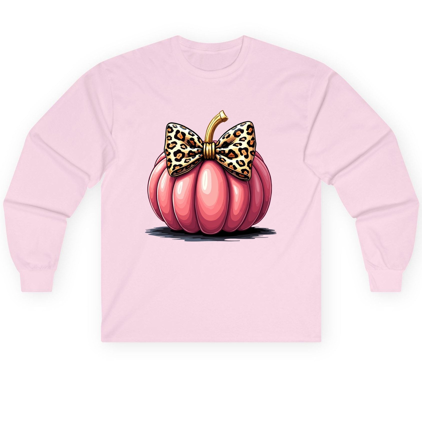 Pink Leopard Pumpkin pink pumpkin Long Sleeve Tee Light Pink product mockup