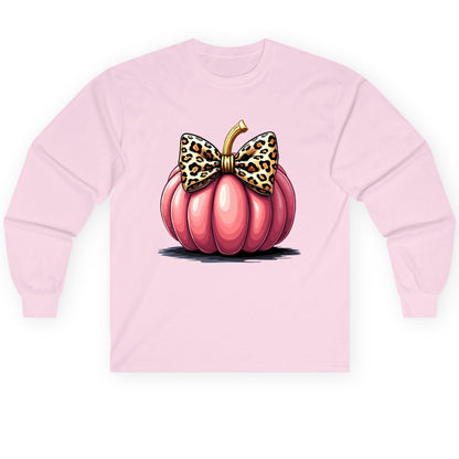 Pink Leopard Pumpkin pink pumpkin Long Sleeve Tee Light Pink product mockup
