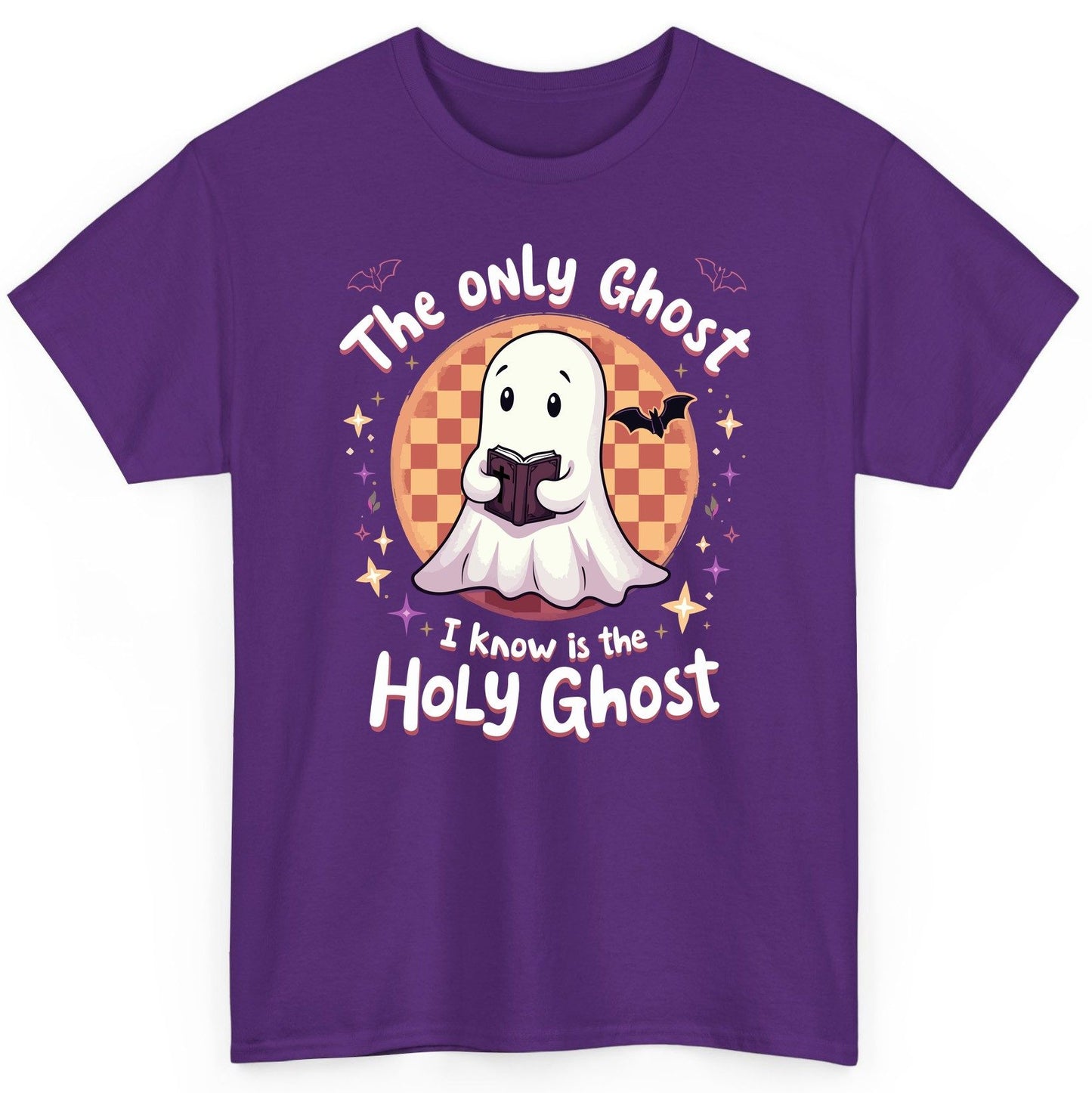 The Only Ghost I Know Is the Holy Ghost christian Halloween T-Shirt Purple product mockup