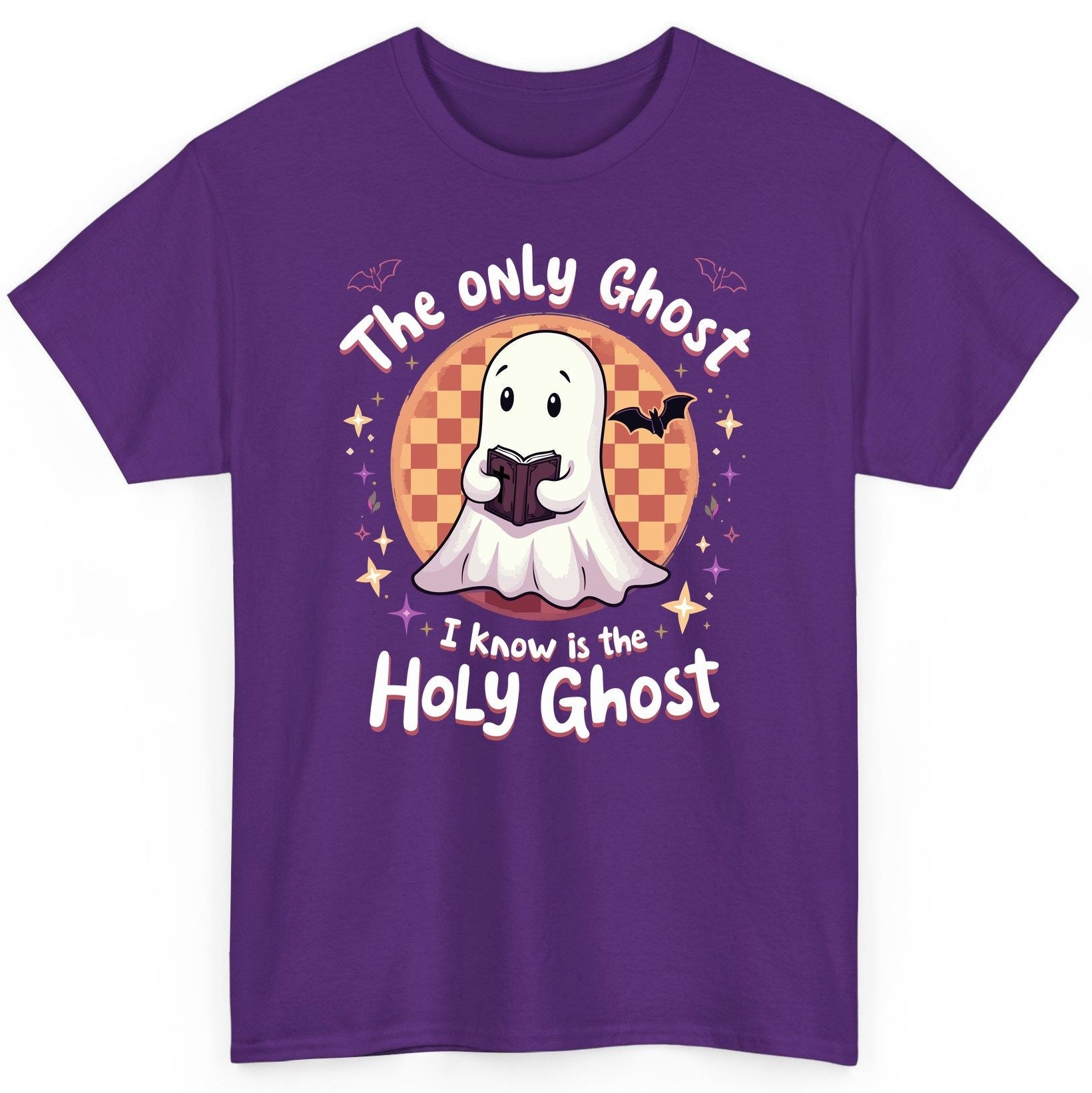 The Only Ghost I Know Is the Holy Ghost christian Halloween T-Shirt Purple product mockup