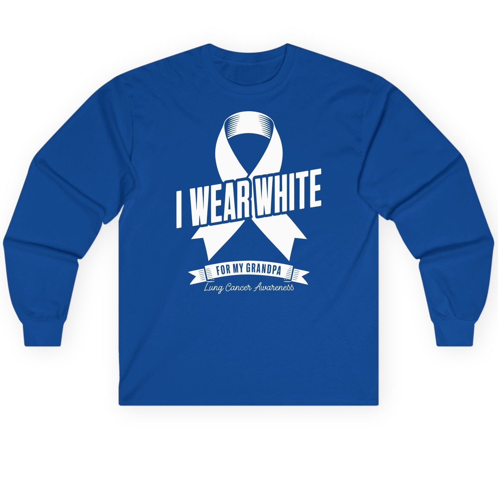 I Wear White for My Grandpa lung cancer awareness Long Sleeve Tee Royal product mockup