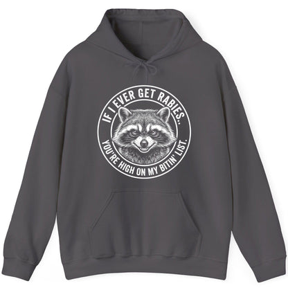If I Ever Get Rabies You're High on My Bitin' List raccoon Hoodie Charcoal product mockup