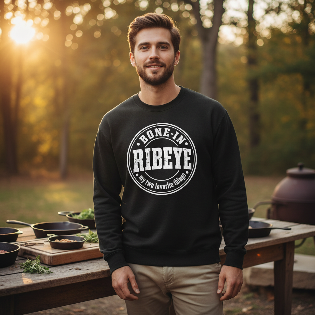 Bone-In Ribeye My Two Favorite Things Sweatshirt - Black
