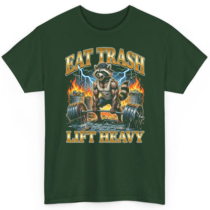 Eat Trash Lift Heavy raccoon T-Shirt Forest Green product mockup