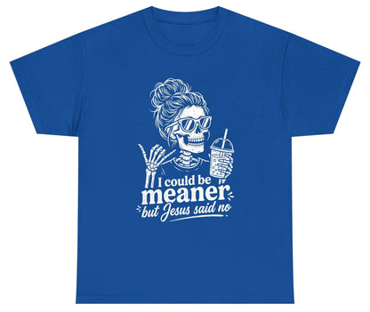 I Could Be Meaner but Jesus Said No Youth T-Shirt - product mockup - Royal