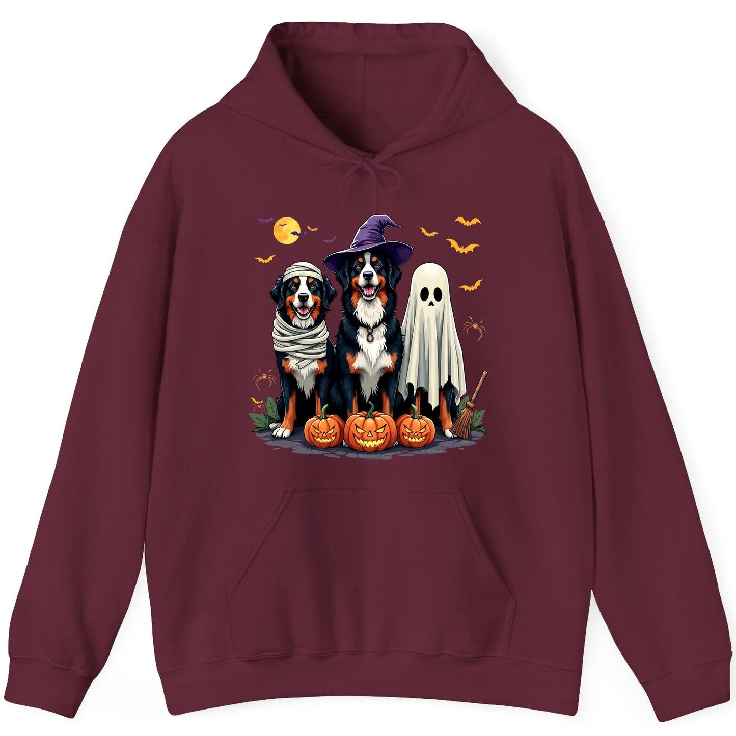 Halloween Bernese Mountain Dogs bernese mountain dog Hoodie Maroon product mockup
