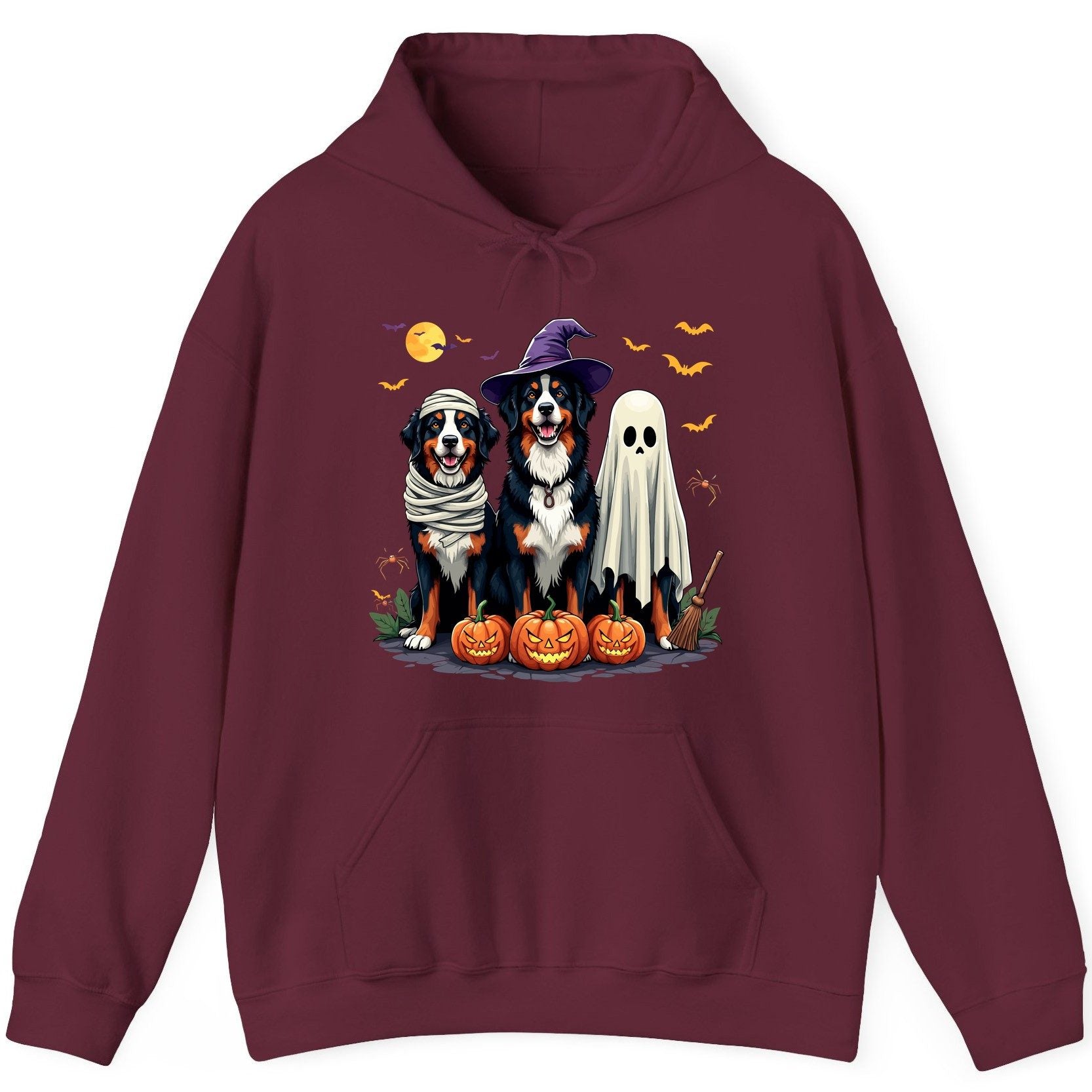 Halloween Bernese Mountain Dogs bernese mountain dog Hoodie Maroon product mockup