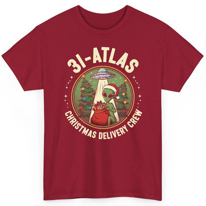 31-Atlas Christmas Delivery Crew alien Christmas T-Shirt Cardinal Red product mockup