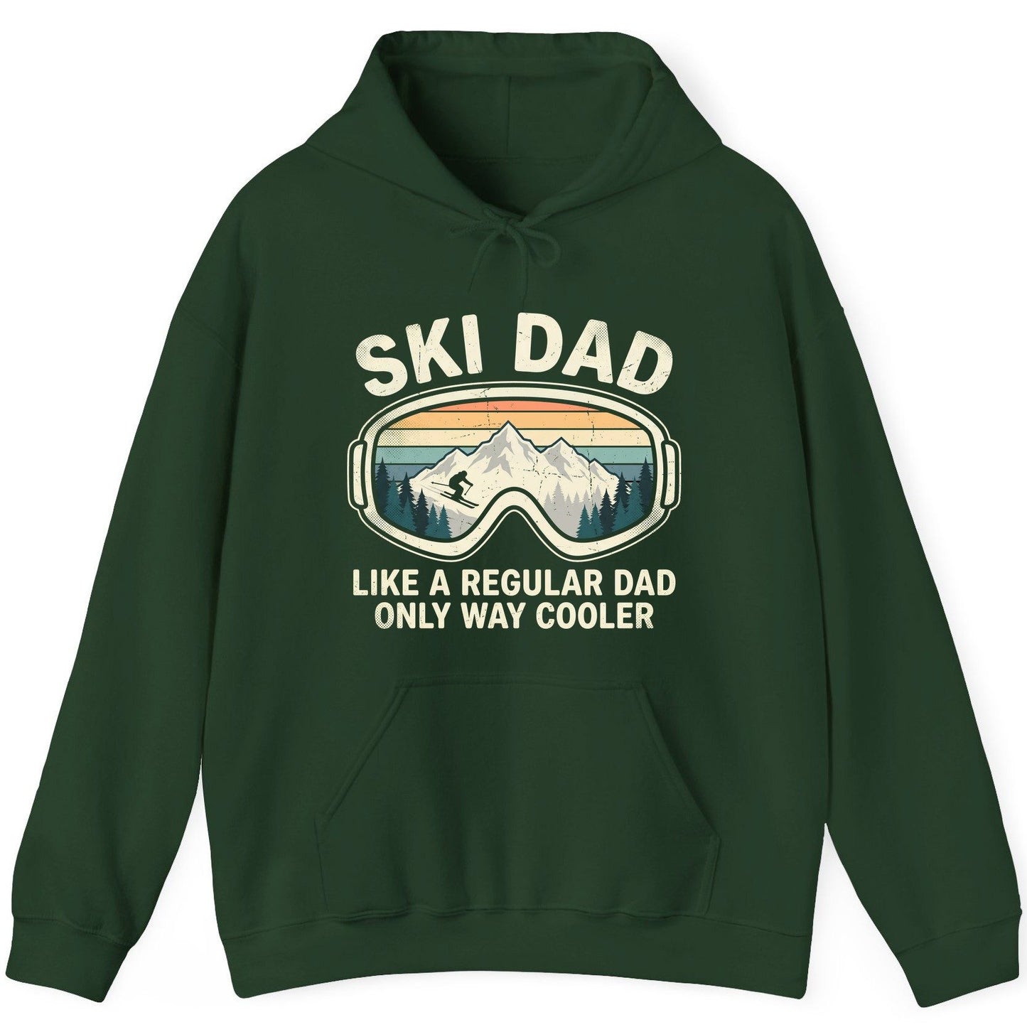 Ski Dad Like a Regular Dad Only Way Cooler skiing Hoodie Forest Green product mockup