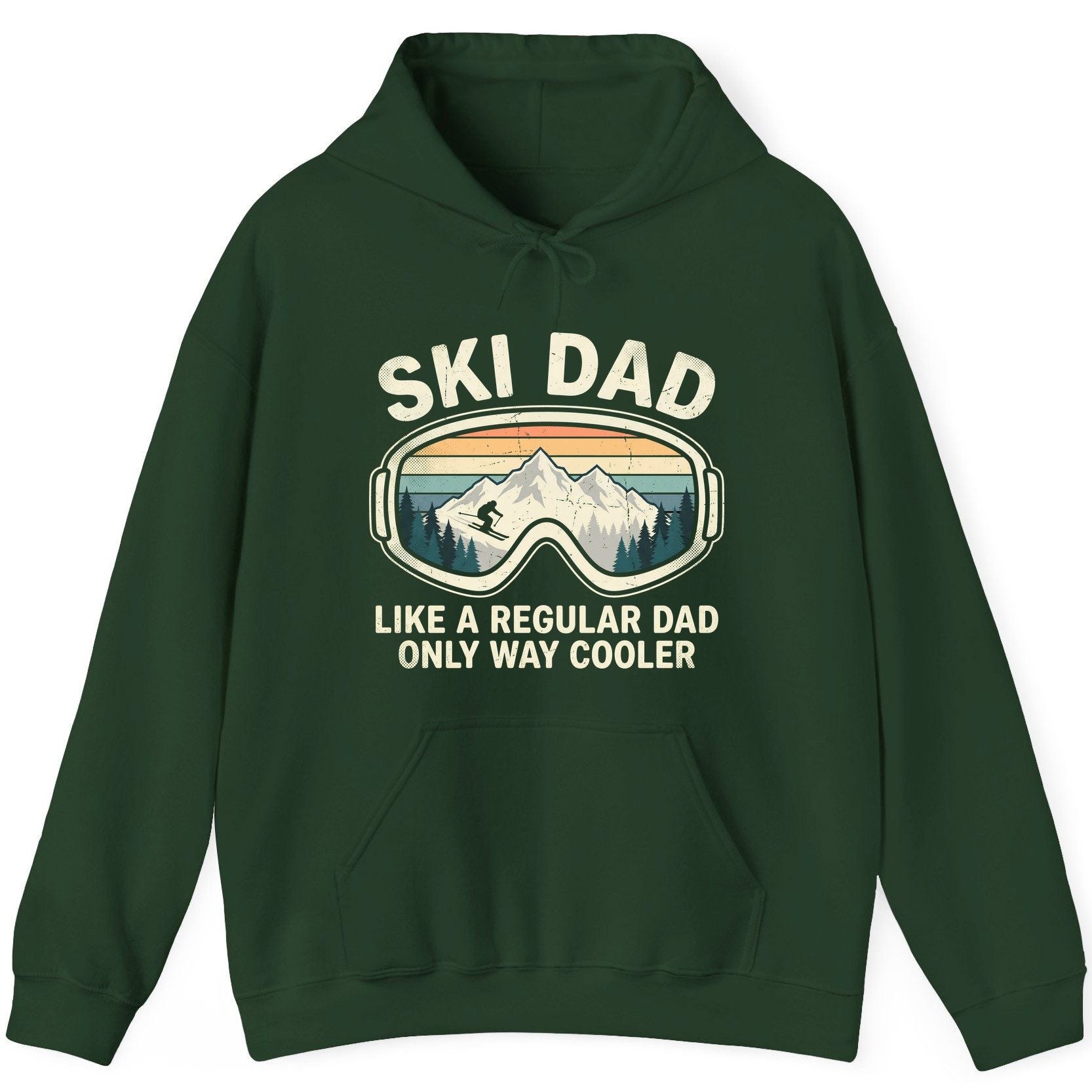 Ski Dad Like a Regular Dad Only Way Cooler skiing Hoodie Forest Green product mockup