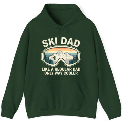 Ski Dad Like a Regular Dad Only Way Cooler skiing Hoodie Forest Green product mockup