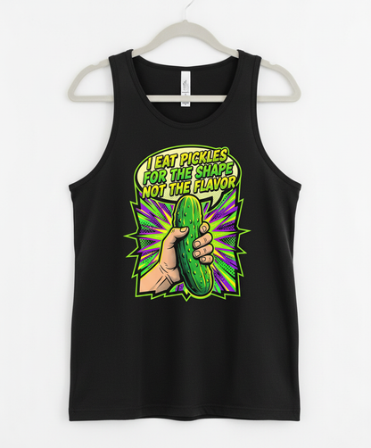 I Eat Pickles For The Shape Not The Flavor Funny Comic Art Tank Top - Black