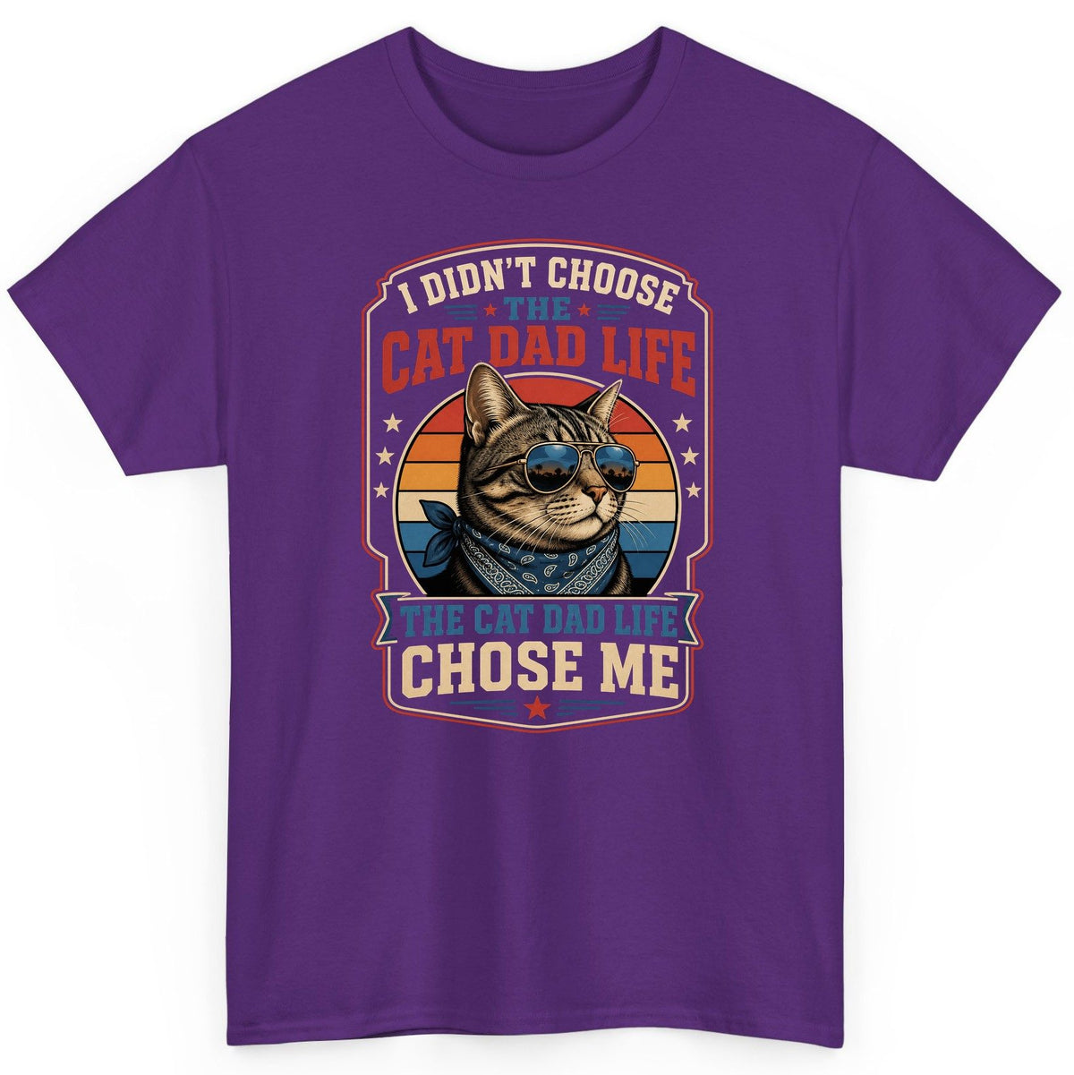 I Didn't Choose the Cat Dad Life the Cat Dad Life Chose Me cat T-Shirt Purple product mockup