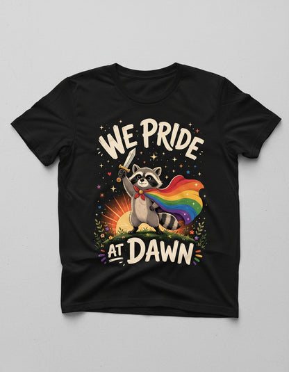 We Pride at Dawn Lgbtq Raccoon T-Shirt - product mockup - Black