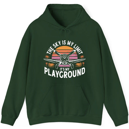 The Sky Is My Limit It's My Playground aviation Hoodie Forest Green product mockup
