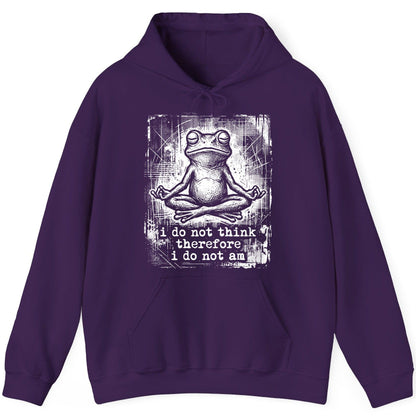 I Do Not Think Therefore I Do Not Am meditating frog Hoodie Purple product mockup