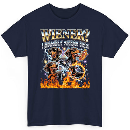 Wiener I Hardly Know Her dachshund T-Shirt Navy product mockup