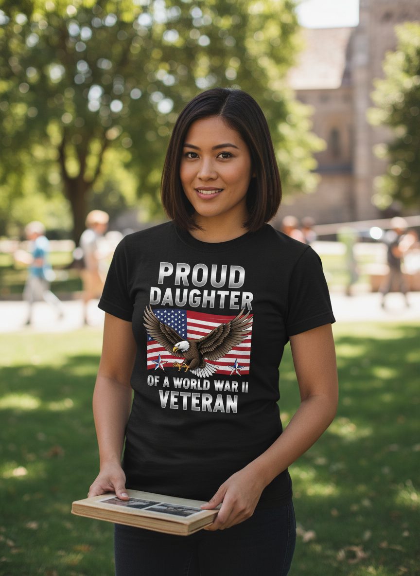 Proud Daughter of a World War Ii Veteran wwii veteran family T-Shirt Black lifestyle mockup