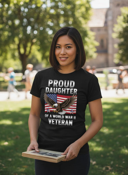 Proud Daughter of a World War Ii Veteran wwii veteran family T-Shirt Black lifestyle mockup