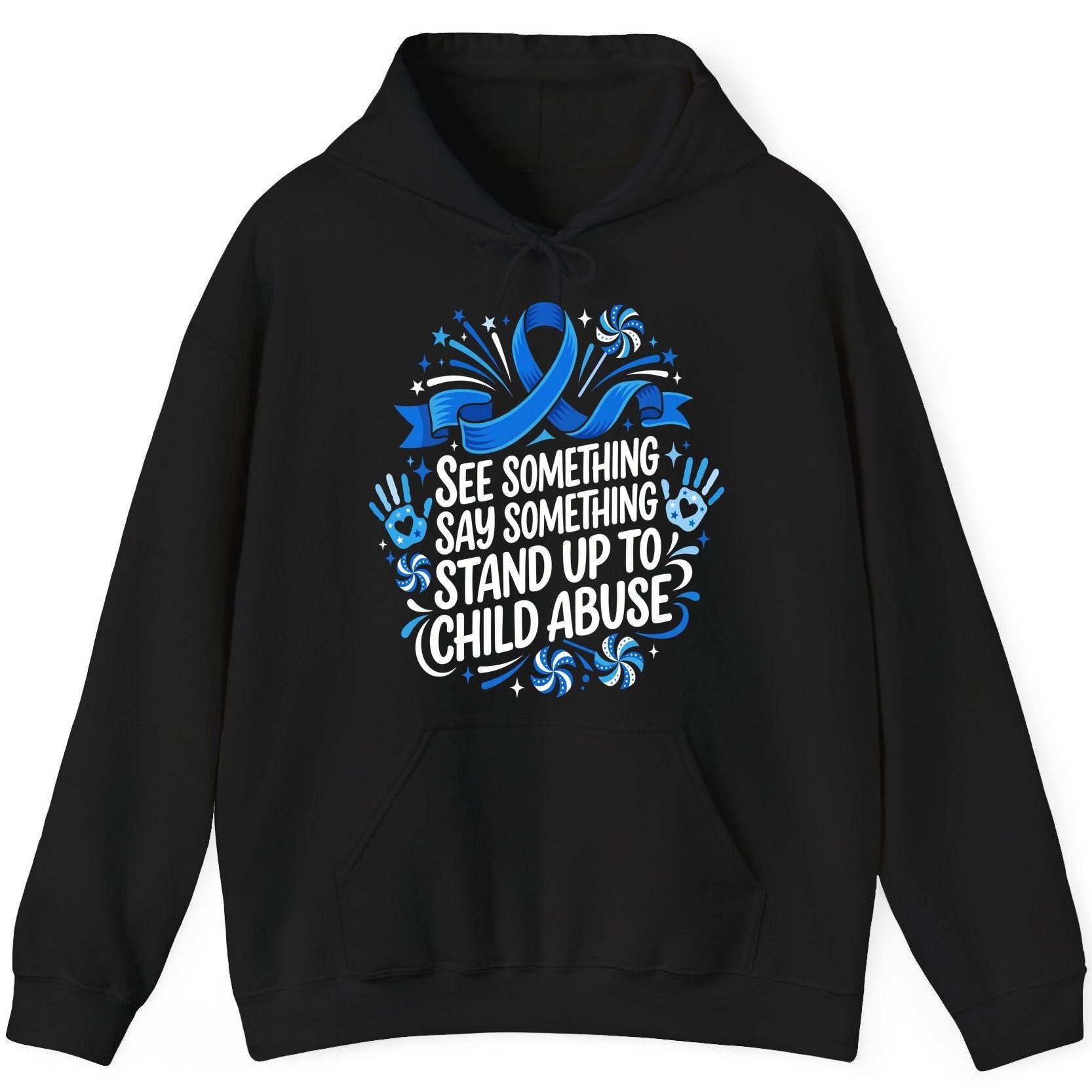See Something Say Something Stand Up to Child Abuse Prevention Hoodie - product mockup - Black