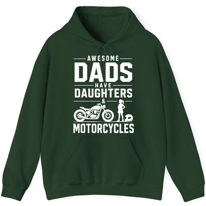 Awesome Dads Have Daughters & Motorcycles motorcycle dad Hoodie Forest Green product mockup