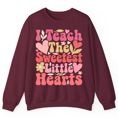 I Teach the Sweetest Little Hearts teaching Sweatshirt Maroon product mockup
