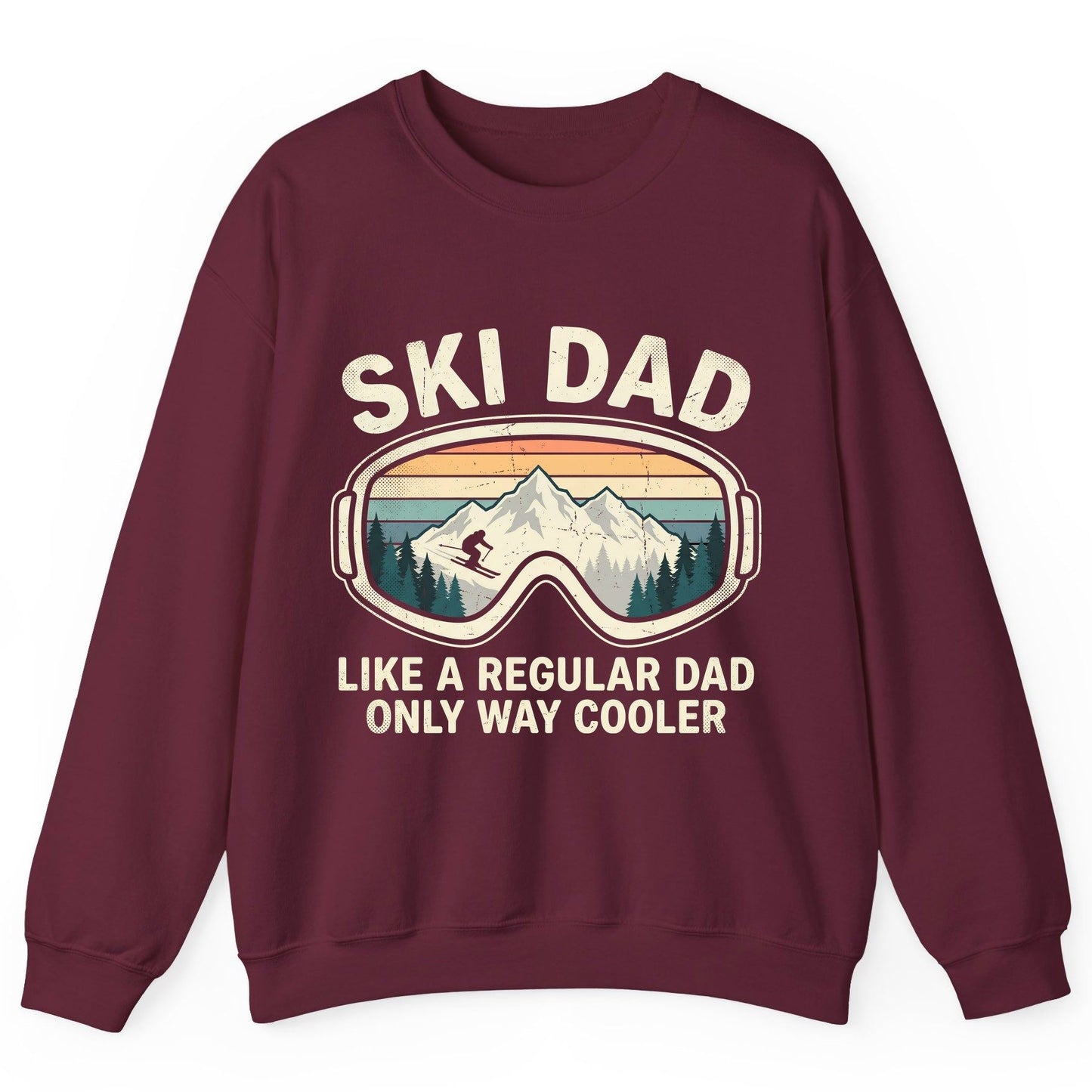 Ski Dad Like a Regular Dad Only Way Cooler skiing Sweatshirt Maroon product mockup
