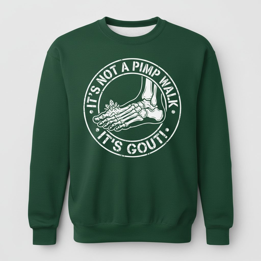 IT'S NOT a PIMP WALK IT'S GOUT Funny People Sweatshirt - product mockup - Forest Green