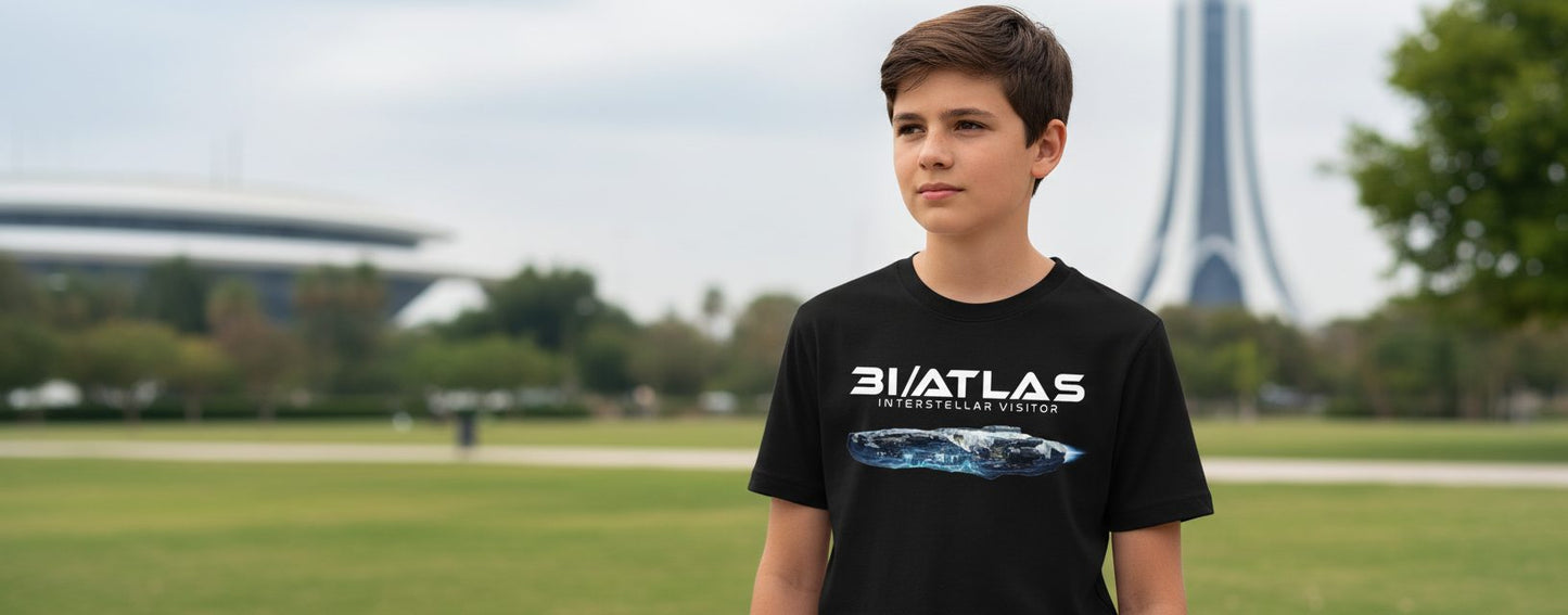 31 Atlas Interstellar Visitor sci-fi spaceship Youth T-Shirt Black lifestyle mockup