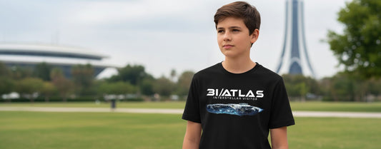 31 Atlas Interstellar Visitor sci-fi spaceship Youth T-Shirt Black lifestyle mockup