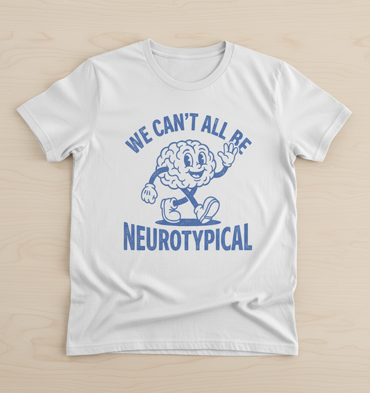 We Can't All Be Neurotypical Retro Cartoon Brain T-Shirt - White