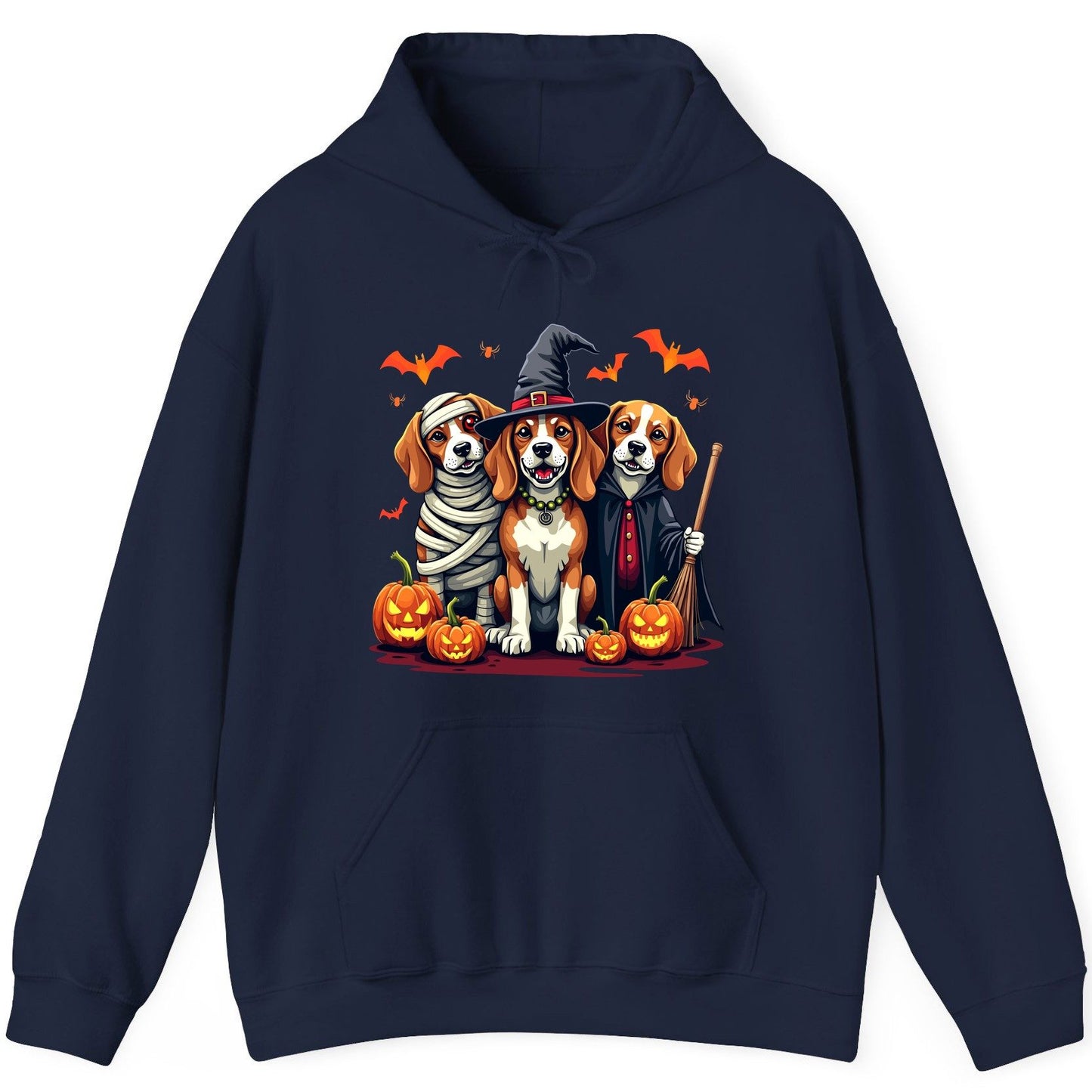 Halloween Beagles Costume beagles in Halloween costumes Hoodie Navy product mockup