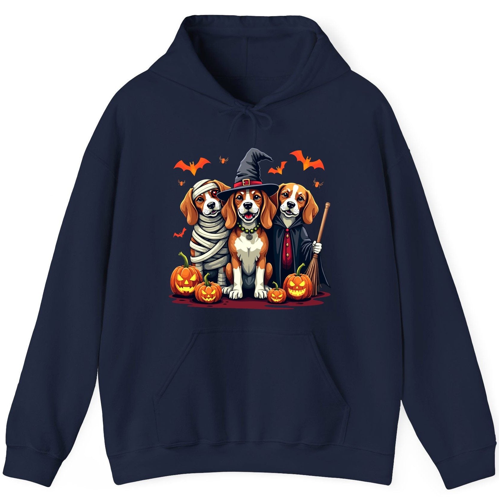 Halloween Beagles Costume beagles in Halloween costumes Hoodie Navy product mockup