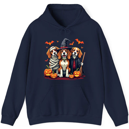 Halloween Beagles Costume beagles in Halloween costumes Hoodie Navy product mockup