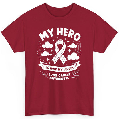 My Hero Is Now My Angel Lung Cancer Awareness lung cancer awareness T-Shirt Cardinal Red product mockup