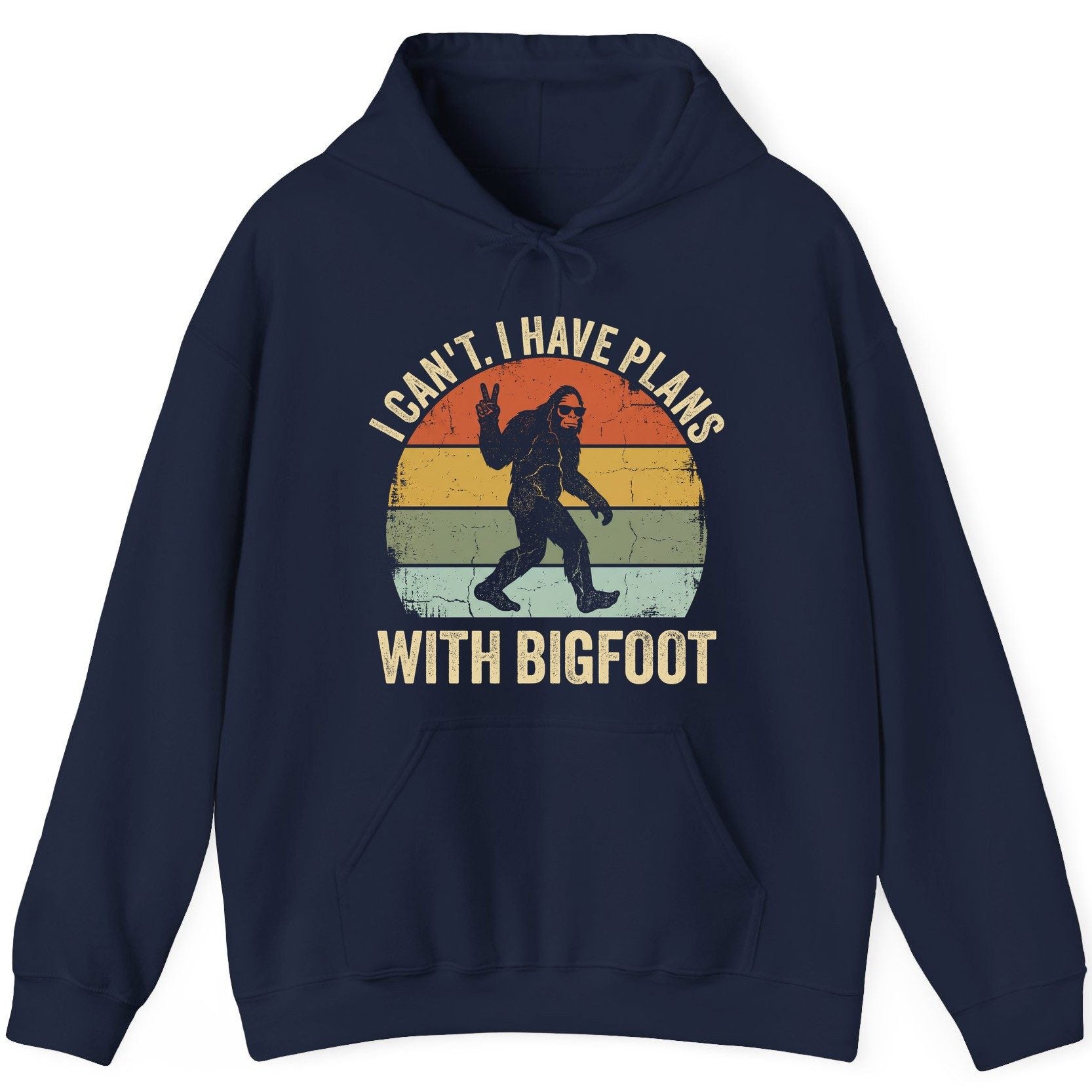 I Can't I Have Plans with Bigfoot bigfoot Hoodie Navy product mockup