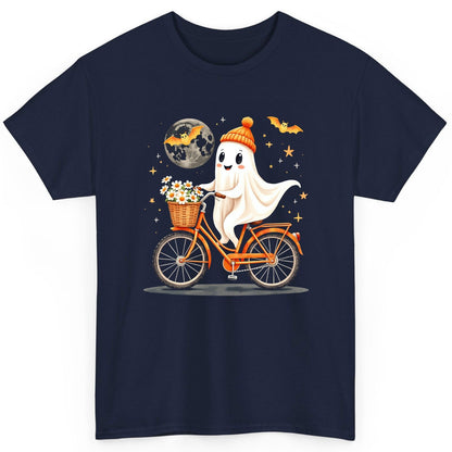 Cute Ghost on Bicycle cute ghost T-Shirt Navy product mockup