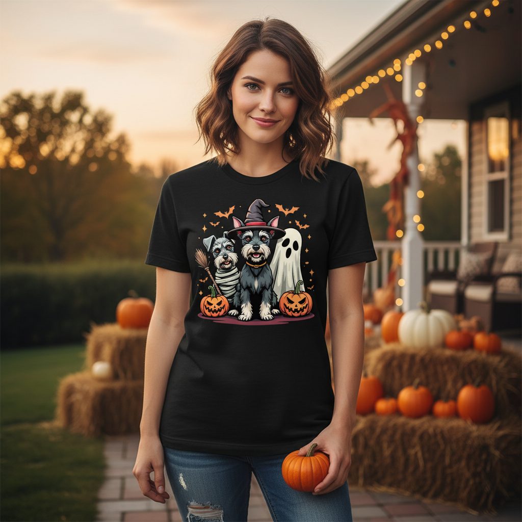 Halloween Schnauzer Dogs schnauzer dogs T-Shirt Black lifestyle mockup