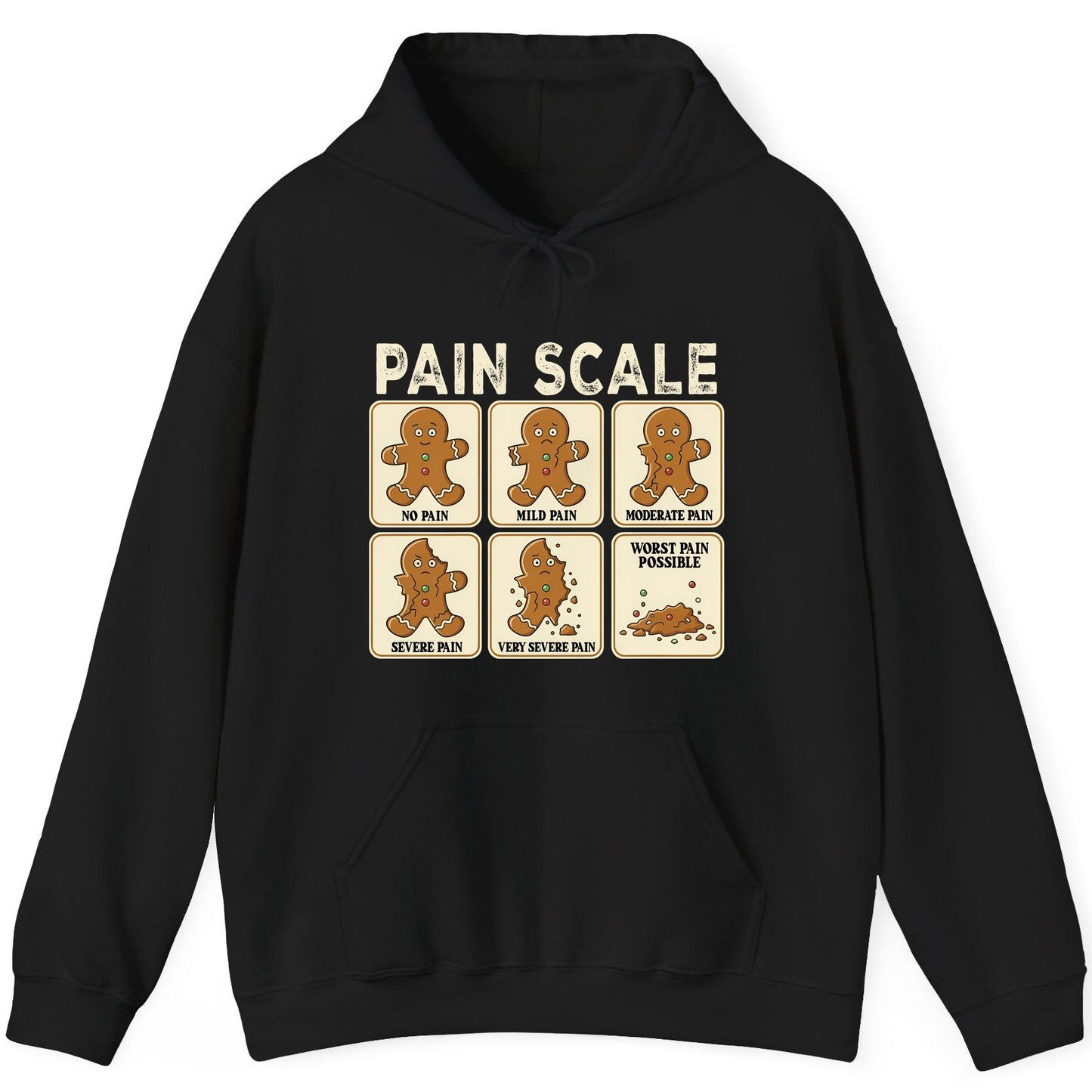 Pain Scale gingerbread man pain scale Hoodie Black product mockup