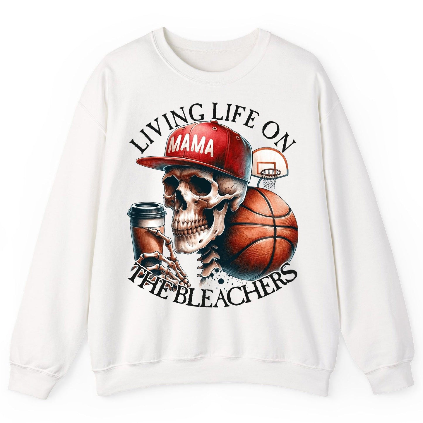 Living Life on the Bleachers Mama basketball mom Sweatshirt White product mockup
