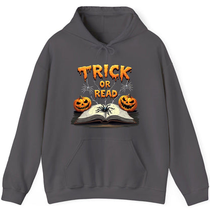Trick or Read Halloween reading Hoodie Charcoal product mockup