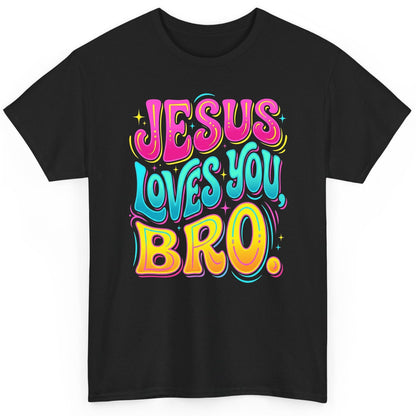 JESUS LOVES YOU BRO Retro Christian T-Shirt - product mockup - Black