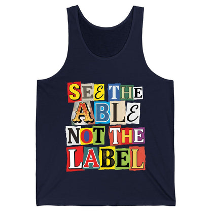 SEE THE ABLE NOT THE LABEL Inclusion and Awareness Tank Top - product mockup - Navy