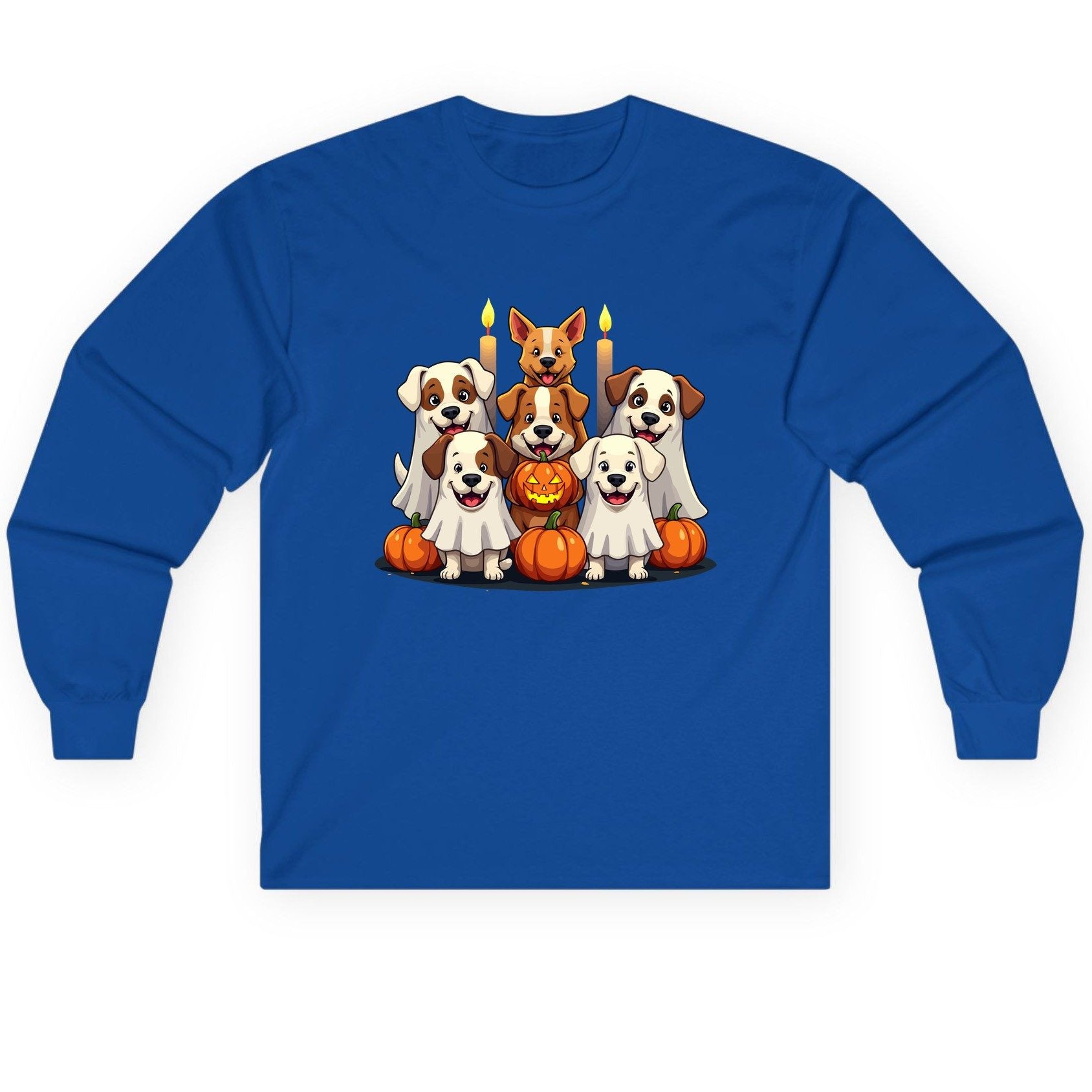 Cute Ghost Dogs Halloween Halloween dogs Long Sleeve Tee Royal product mockup