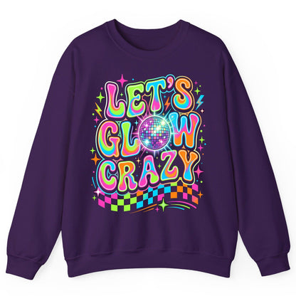 Let's Glow Crazy Retro Party Sweatshirt - product mockup - Purple