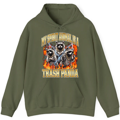 My Spirit Animal Is a Trash Panda raccoon Hoodie Military Green product mockup