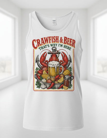 Crawfish & Beer That's Why I'm Here Retro Boil Tank Top - product mockup - White