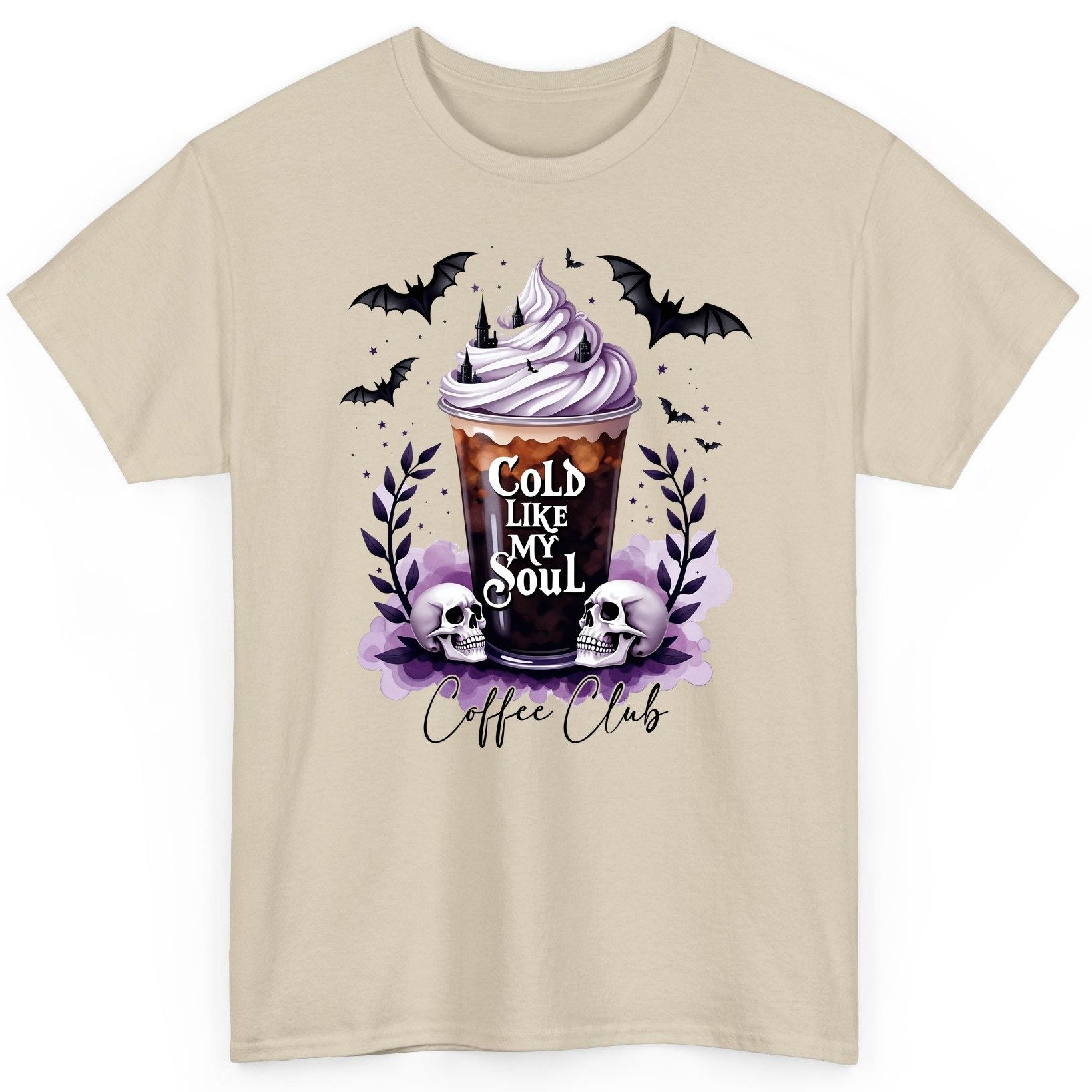 Cold Like My Soul gothic iced coffee T-Shirt Sand product mockup