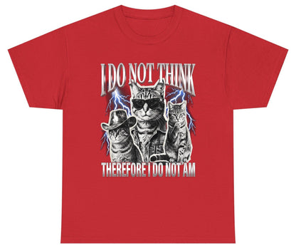I Do Not Think Therefore I Do Not Am cats Youth T-Shirt Red product mockup
